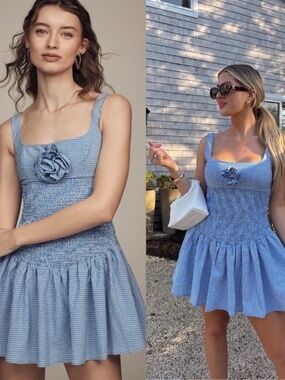 Maeve By Anthropologie Smocked Rosette Drop-Waist Mini Dress